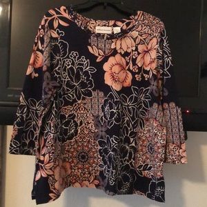 Alfred Dunner multicolored blouse orange and black flowers